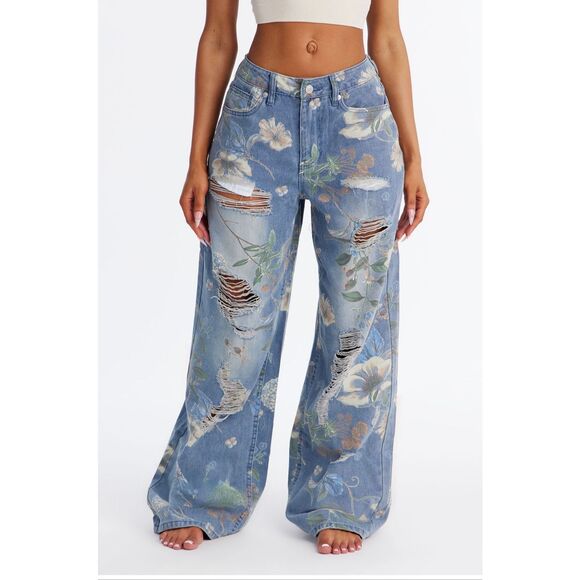 Fashionnova Denim - Fashionnova | blooming love wide leg jeans
